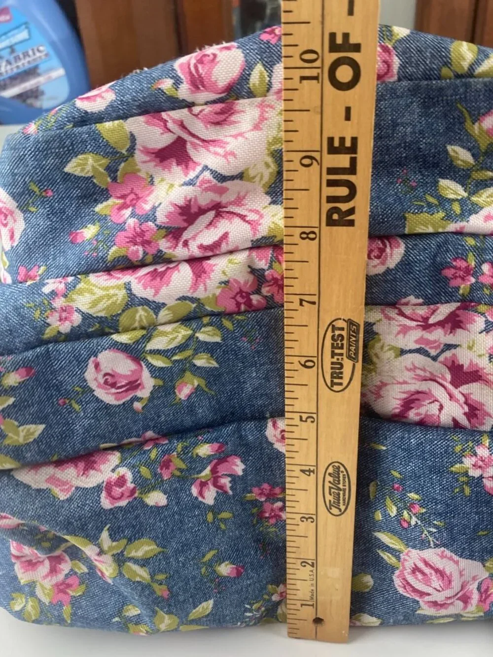 JanSport Floral Denim Backpack Cottagecore Blue Pink Roses School Laptop Bag Y2K